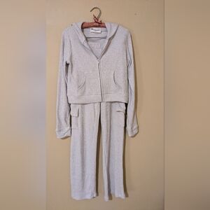 No Boundaries Grey Ribbed, Hooded, Cargo Pant, Sweatsuit Set